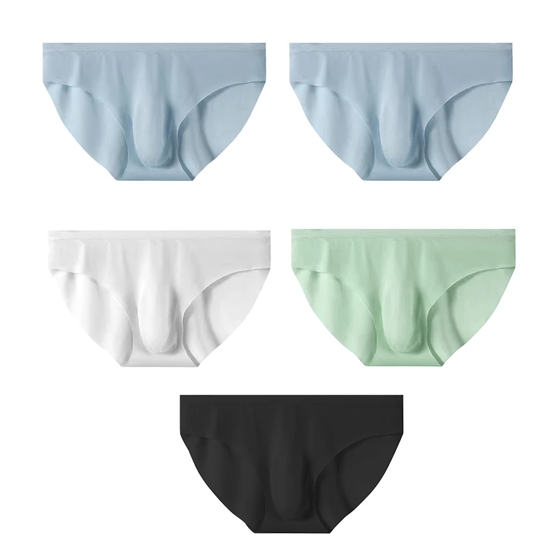 5 paren/partij heren ultradunne slipje ijszijde slips zomer transparant naadloos sexy sneldrogend ademend ondergoed slips: XL / Goud