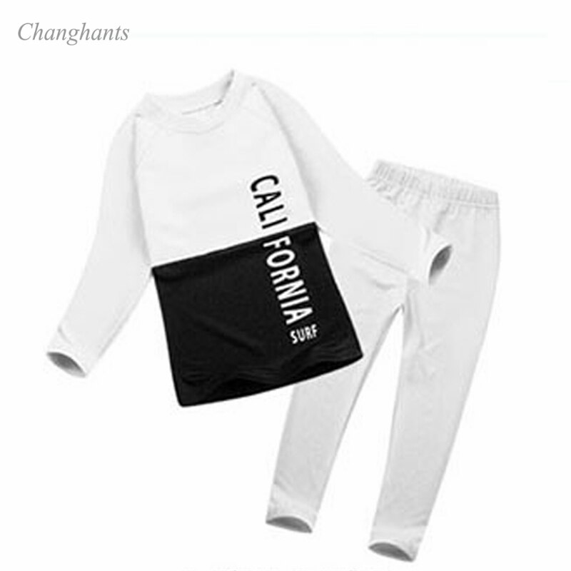 2-10 Y Ragazzi Protezioni Per I Bambini di Due Pezzi Costume Da Bagno Nero Bianco Arancione Lettera Dei Bambini A Maniche Lunghe Costume Da Bagno Bambino Costume Da Bagno si adatta alle: WHITE / M