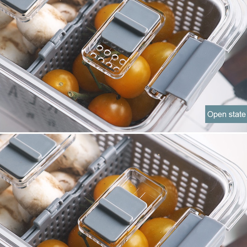 Keuken plastic opbergdoos vershouddoos koelkast fruit groente afdruiprek groentelade keuken opbergdozen met deksel