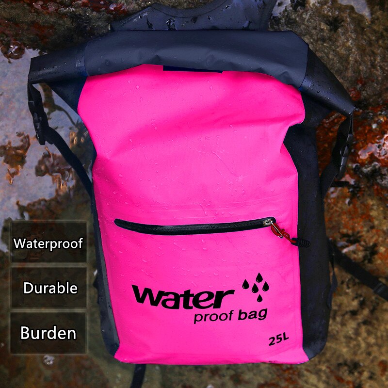 Outdoor Waterproof Swimming Backpack Watertight Roll Top Hiking Kayak Folding Camping Pool Dry Fishing Beach Sports Bags: Rose