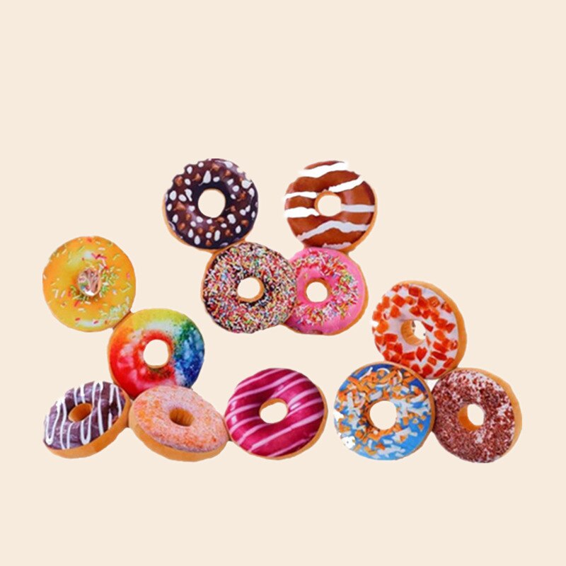 Funny Chocolate Donuts Sofa Seat Cushion Christmas Donuts Pillowcase Xmas Kid Toy Car Mats 40cm No Filling