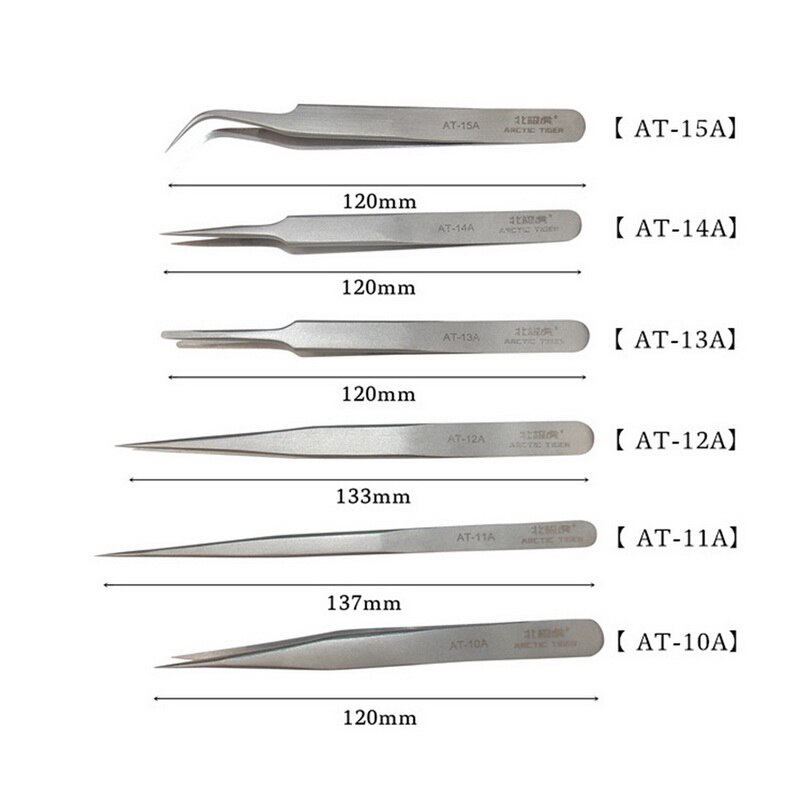 Stainless Steel Tweezers Curved -static Straight Tip Forceps Precision Soldering Stainless Tweezer Industrial Tweezers