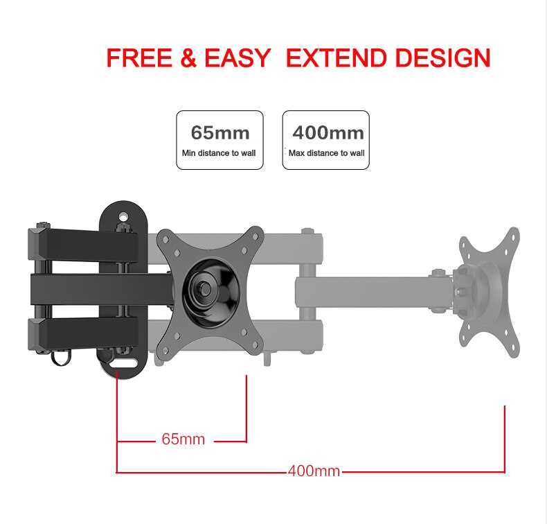 Ixur Geschikt Voor 10-32 Inch Lcd Computer Monitor Wall Mount Draaibaar/Intrekbare Display Wall Bracket