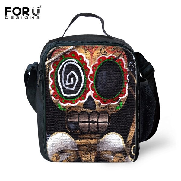 FORUDESIGNS Thermal Insulated Lunch Bag For Women Men Boys Girls 3D Skull Insulation Lunch Box Picnic Food Cooler Lunchbox Bolsa: C639G