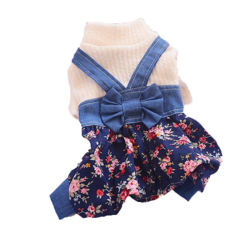 Thin Section Female Dog Clothes Spring and Summer Dog Skirt Siamese Denim Overalls Chihuahua Yorkshire Pet Accessories
