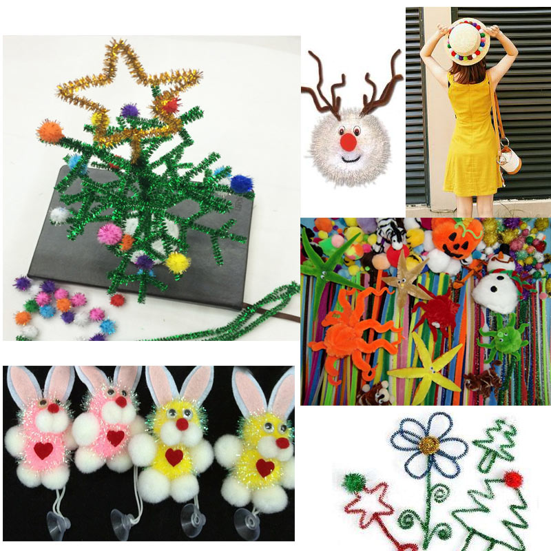 Lucia crafts 50/100 stk chenille stilke piberensere børns pædagogisk legetøj plysstick diy art craft  l0209