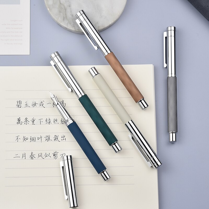 HongDian 1843 Metal Fountain Pen Voyager Series Beautiful Ripples Iridium EF/F Size Ink Pen Office Business Writing Ink Pen