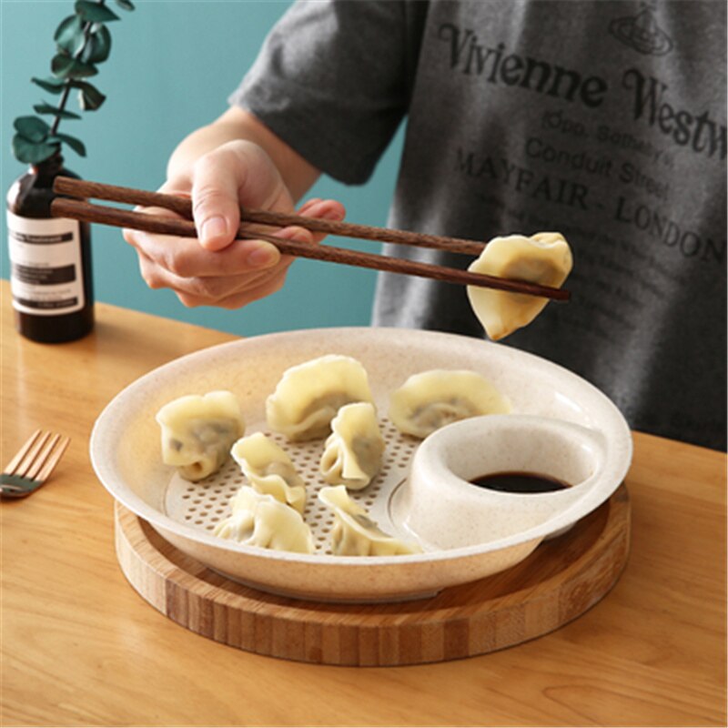 Lightweight Wheat Straw Plates, Unbreakable Eco-Friendly Reusable Plastic Plates, Salad Plates, Camping Plates, Dumplings Dish