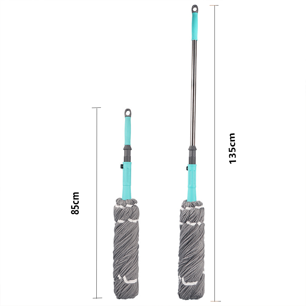 Telescopic Mop with Long Handle Squeezing Microfiber Strong Water Absorption Hand-free Wet and Dry Mop Cleaning Tool Accessories