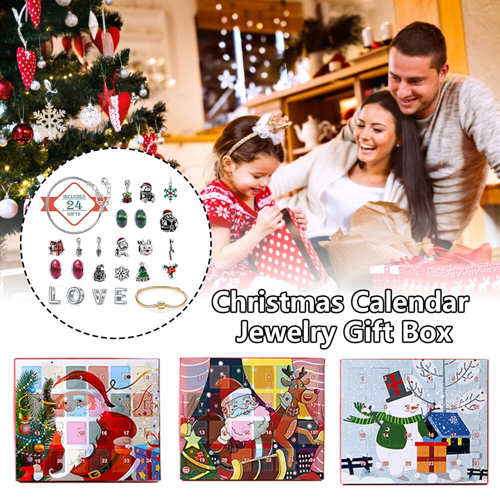 Schneemann Weihnachten Advent Kalender Frauen Mädchen Schmuck DIY Countdown-Kalender 24 Tage Reize Mit Armbinde einstellen freundlicher Überlegene