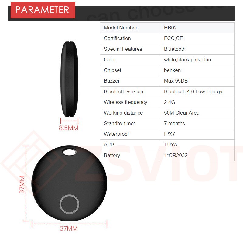 Tuya smart tracking Sensor Bluetooth 5.0 2.4GHz Anti-lost Device Finder Alarm Tile Wallet Keys Automation Anti-lost Alarm For S