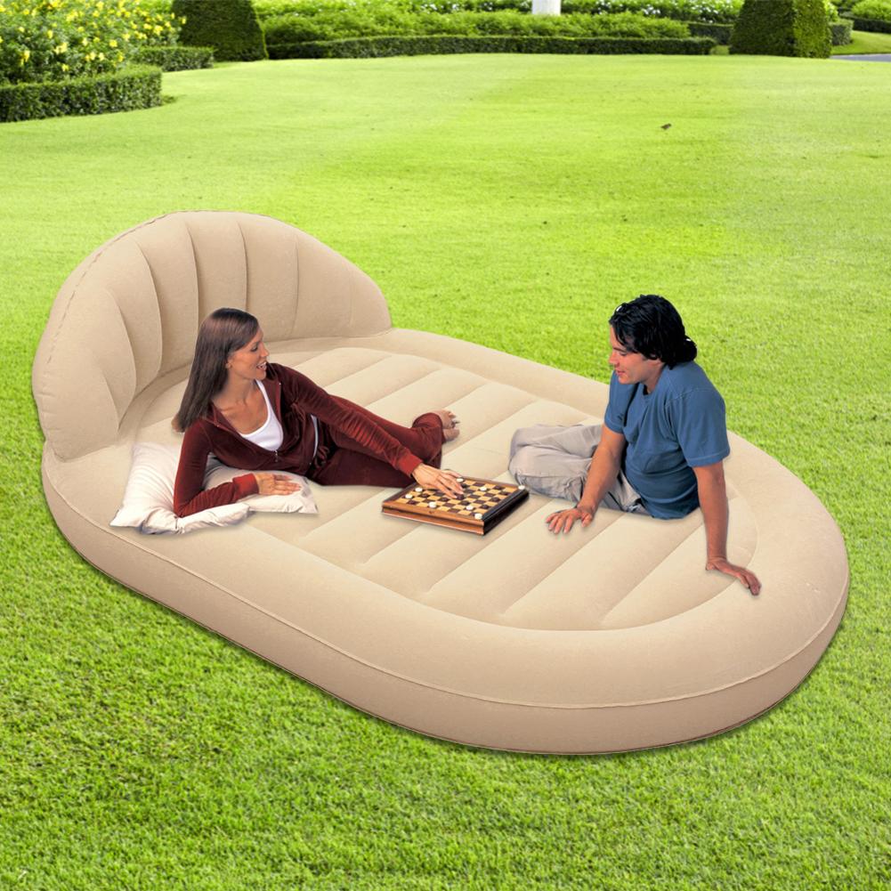 Air Bed Portable Durable PVC Inflatable Air Mattress Raised Pillow Cushion Rest For Indoor Outdoor Sleepover