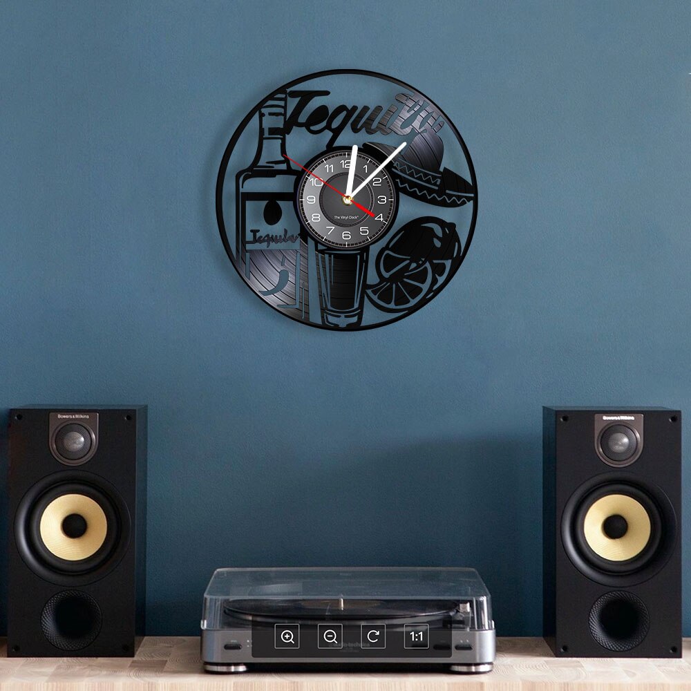 Dringking-Reloj de pared de grabación de vinilo para bebidas, cartel de pared de estilo Vintage, arte de la hora del Tequila, Bar, Pub, vino, para chico