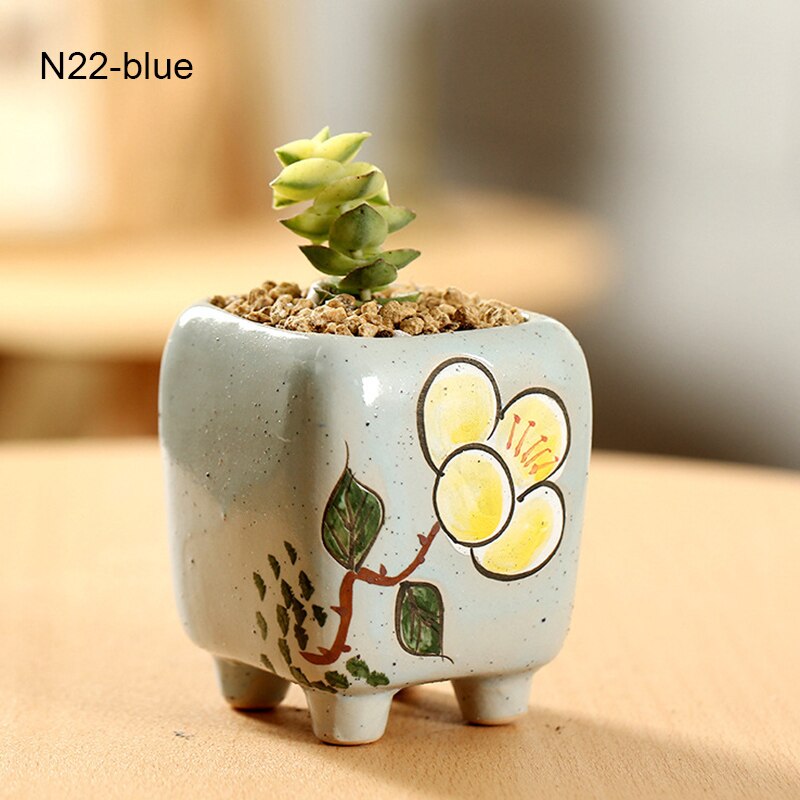 Succulent Pots Plant Pots Garden Pots Ceramic Flower Pots Planter Outdoor Garden Home Decoration J99Store: n22 blue