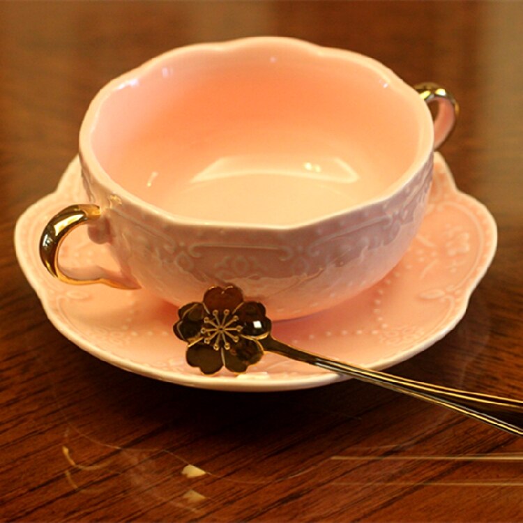 Cute Ceramic Coffee Tea Cup Set Reusable Esspresso Cups Saucer Plastic Tea Cup Ceramic Tazas De Cafe Porcelana China BA60BYD
