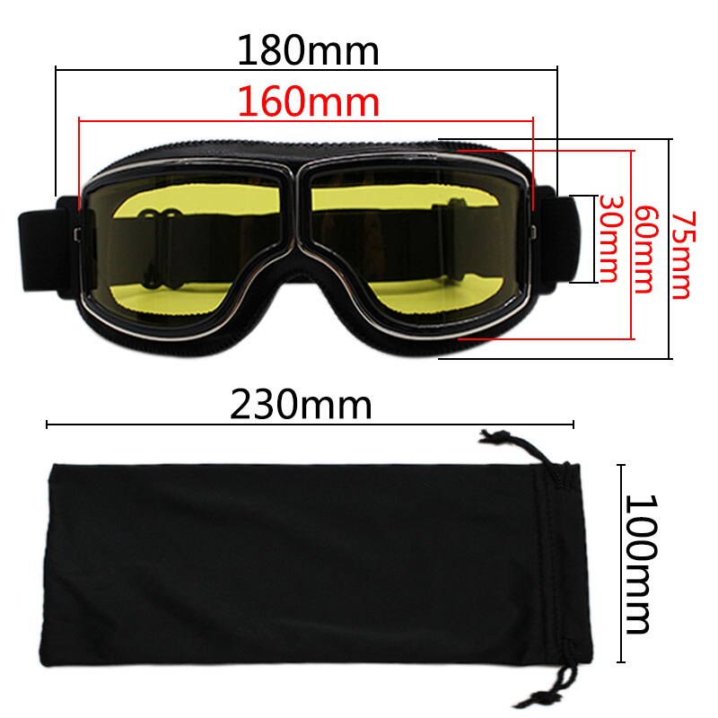 retro Motorrad Brille Gläser Jahrgang Motorrad Brille draussen-Sport Leder für Harley Flieger Gläser Sonnenbrille