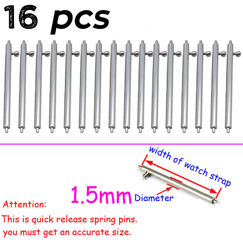 Stainless Steel Watch Strap Quick Release Bars Spring Pin Watch Repair Tool Band Connect Pins 14 15 16 17 18 19 20mm 21 22 24mm: Black Green / 22mm