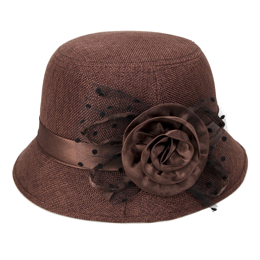 Chapeau avec nœud papillon en maille à pois pour femme, chapeau seau, pare-soleil d'extérieur, , Vintage, à la