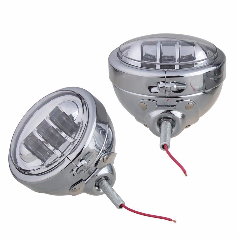 Chrome Parts 4-1/2" Motorsiklet LED Auxiliary Fog Passing Light With 4.5" Housing Bucket For Harley electra glide Bad Boy: Chrome With Housing