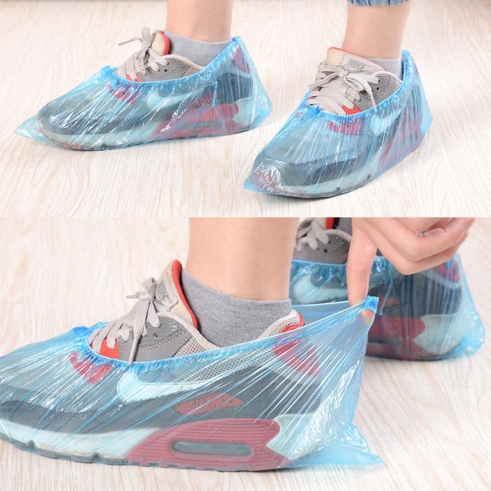 Cubierta desechable para zapatos, cubierta de plástico para calzado, impermeable, para días lluviosos en exteriores, previene el mojado, 100 Uds.