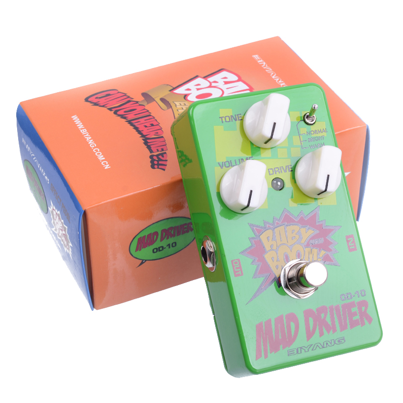 Pedal de guitarra eléctrica con pedal Biyang OD-10, Baby Boom, Mad Drive, Overdrive, 3 modos de efecto de energía