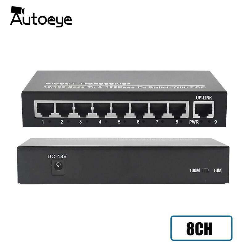 Autoeye 4/8 port 10 / 100m poe switch-kompatible nettverkskameraer ieee 802.3af(15.4w)