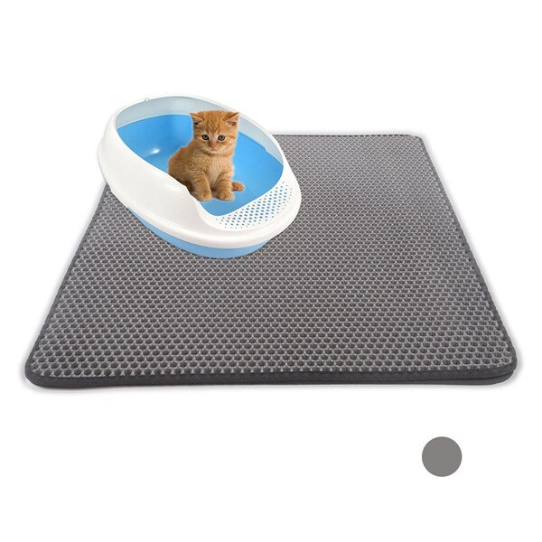 1pcs Double-Layer Waterproof Cat Litter Mat High Elasticity Foldable Honeycomb Sifting Sanitary Pet Cats Litter Trapper Pad *D: Gray