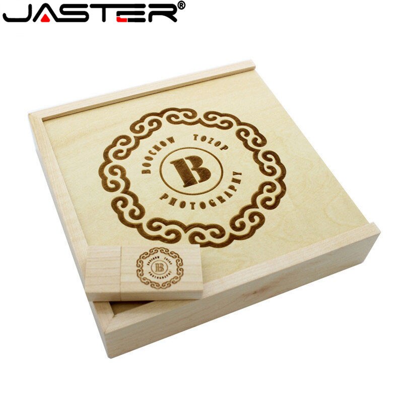 JASTER (1 PCS Free LOGO) Photo Unique Album walnut Wood USB+Box Pendrive USB flash drive 8GB 16GB 32GB 64GB(170*170*35 mm)