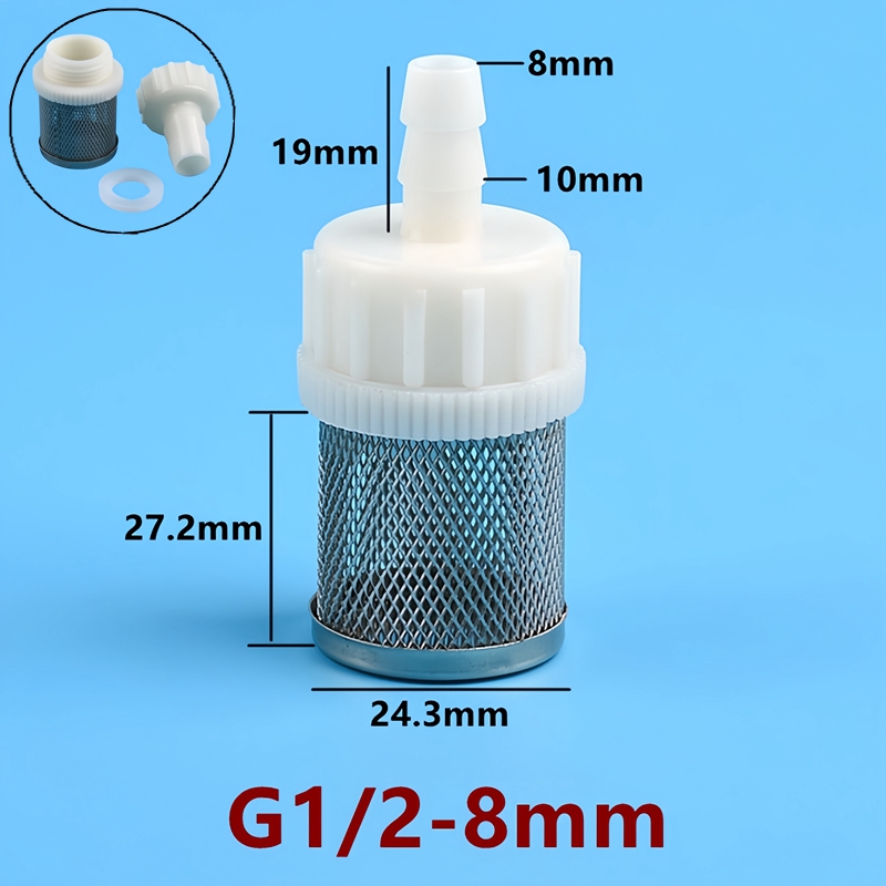 G1/2 4 ~ 20mm slangefilter dryppvanning industri landbruk vann rustfritt stål nettfilter vannpumpe innløpsfilter: Sølv / 1/4 ''
