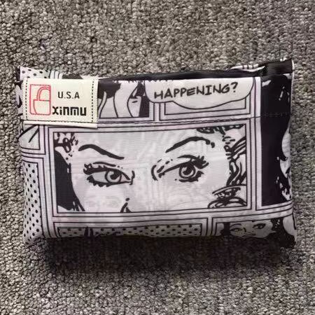 Unisex øko shopping rejse skuldertaske oxford tote håndtaske folde genanvendelig tegneserie: J