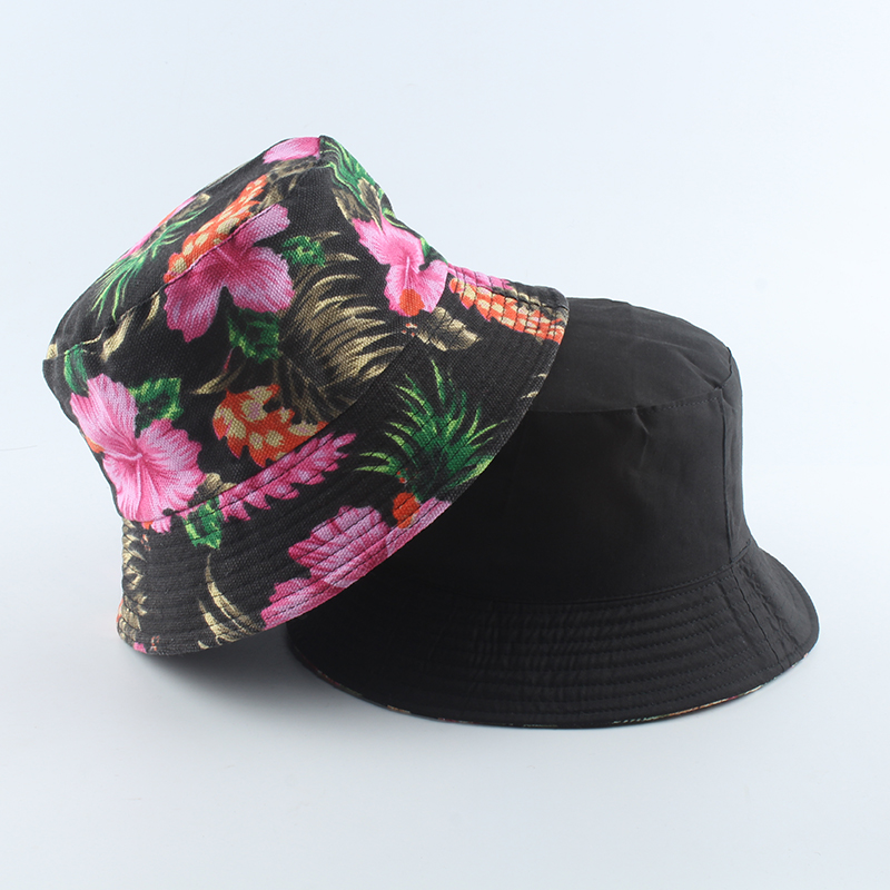 Summer Coconut Tree Flower Printed Fisherman Caps Panama Bucket Hat Reversible Gorro Pescador Men Women: 6