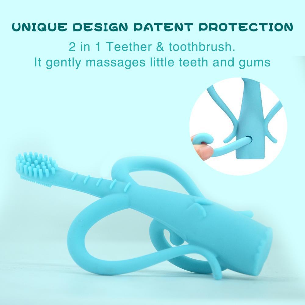 Baby Silicone Elephant Toothbrush Baby Training Silicone Super Soft Head Cute Toothbrush Set Protect Oral Care Tools