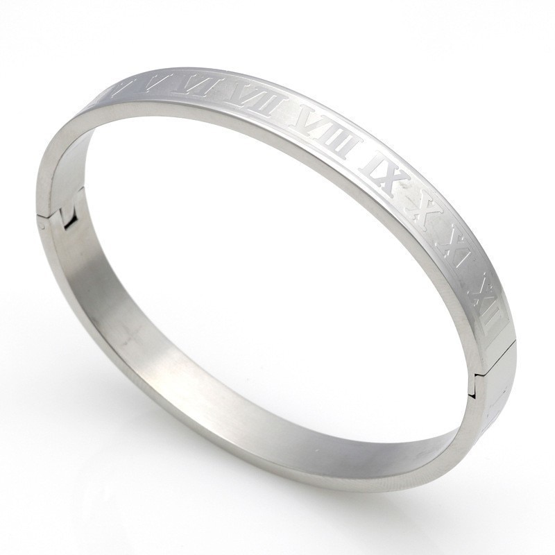 Liefde Romeinse Cijfer Mannen Vrouwen Armband Titanium Staal 4 Kleuren Paar Bangle Armband Voor Mannen Vrouwen Sieraden