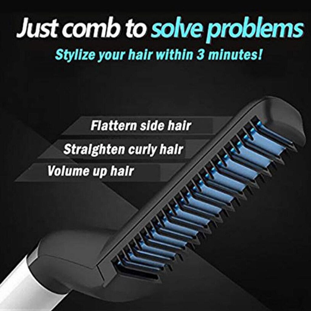 Men Hair Curler Comb Curling Quick Electric Heating Hair Brush EU Plug