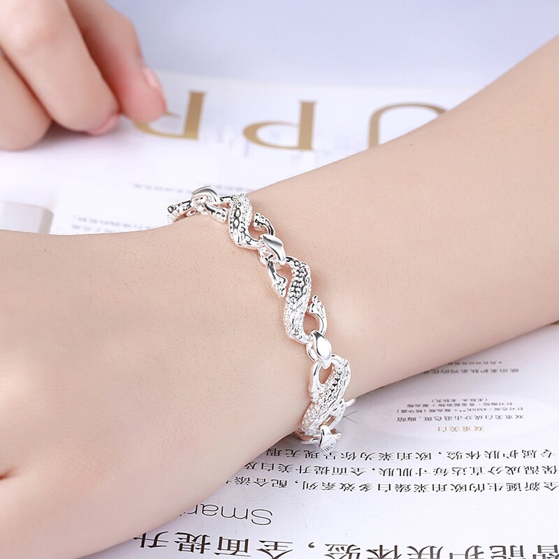 925 Silver White Dragon Bracelet For Women Men Party Jewelry