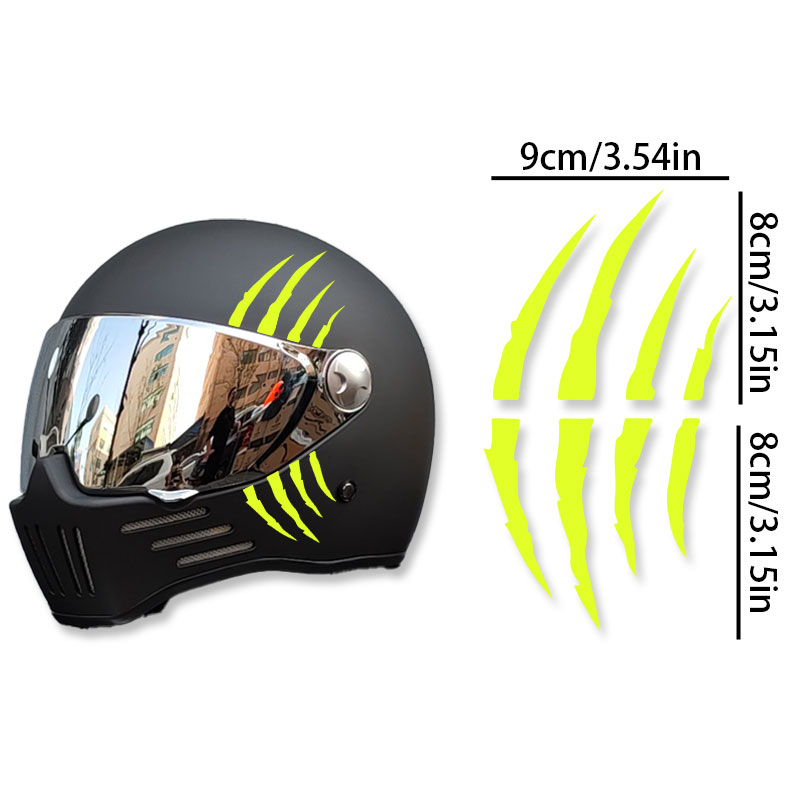 Pegatinas para casco de motocicleta, calcomanías creativas de vinilo con arañazos de garra de monstruo, impermeables, bricolaje, tanque de combustible de motocicleta, decoración corporal para Scooter: Amarillo fluorescente