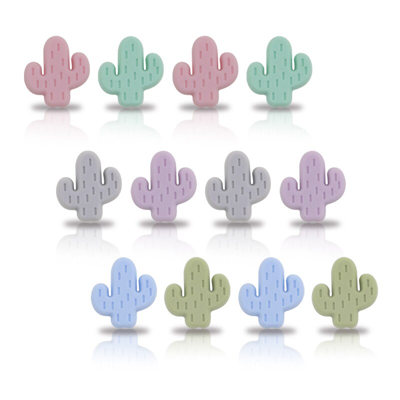 Kovict – attache-sucette en Silicone, 10 pièces, dessin animé petit Cactus bébé rongeur sans BPA nourriture, anneau de dentition soins infirmiers, perles