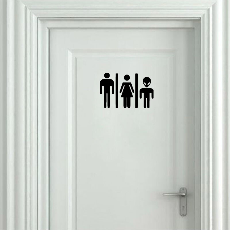 YOJA 25*16.5CM Funny WC Alien Man And Woman Bathroom Door Decoration Decal For Wall Sticker A40436