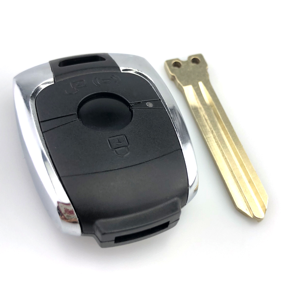 Carcasa de llave de coche para SsangYong Korando Kyron Actyon Rexton Control inteligente cubierta remota de 2 botones funda Fob hoja en blanco de repuesto: Blanco