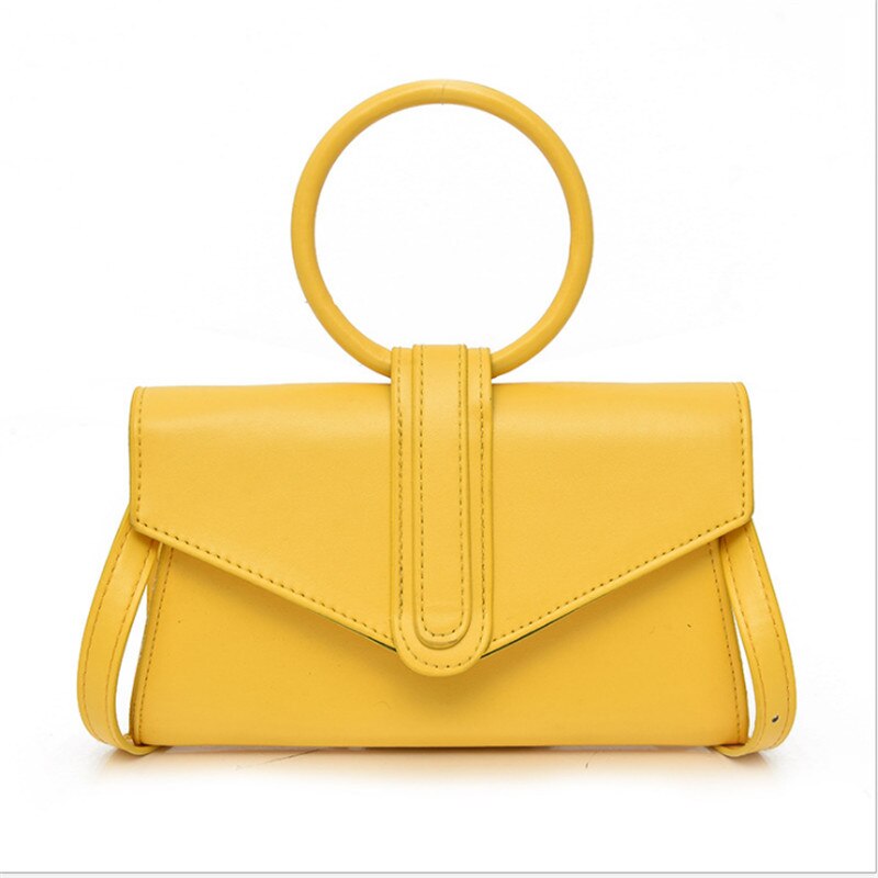 Dames casual pu leren crossbody tas magnetische gesp eenvoudige schoudertas kleine frisse messenger bag dames crossbody tas: Geel