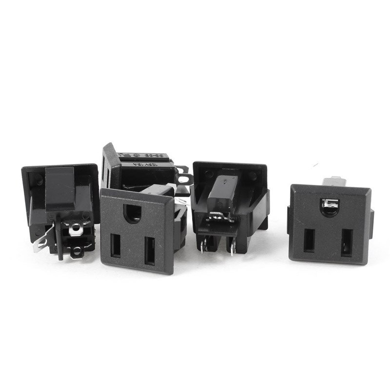 10 Pcs Panel Mount US 3 Pins Power Socket Plug Black Supply Adapter AC 125V 15A AI88