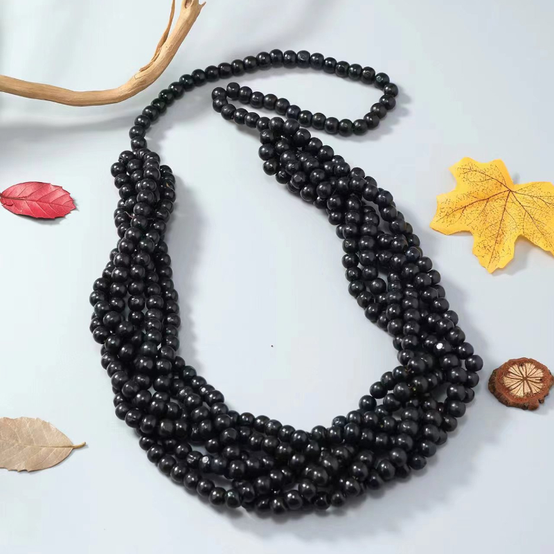 Collar y colgante de madera multicapa hechos a mano, joyería africana, Collar largo con cuentas, Maxi collar étnico: Rojo-marrón