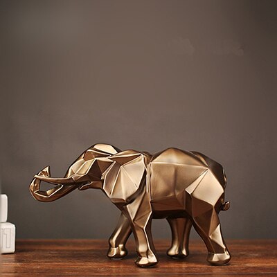 Olifant Standbeeld Hars Ornament Home Decoratie Accessoires Gouden Moderne Abstracte Voor Olifant Sculptuur Dier Ambachtelijke: Default Title