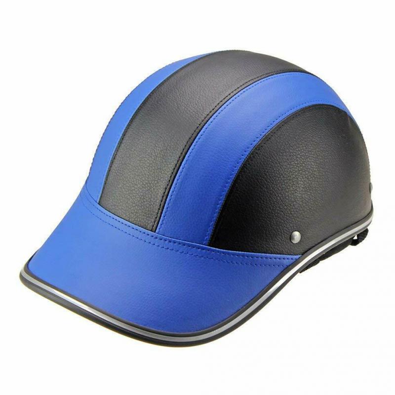 Sport Fietsen Baseball Cap Helm Outdoor Veiligheid Motorfiets Fiets Duurzaam Kleurrijke Warme Lederen Half Helm: Blue