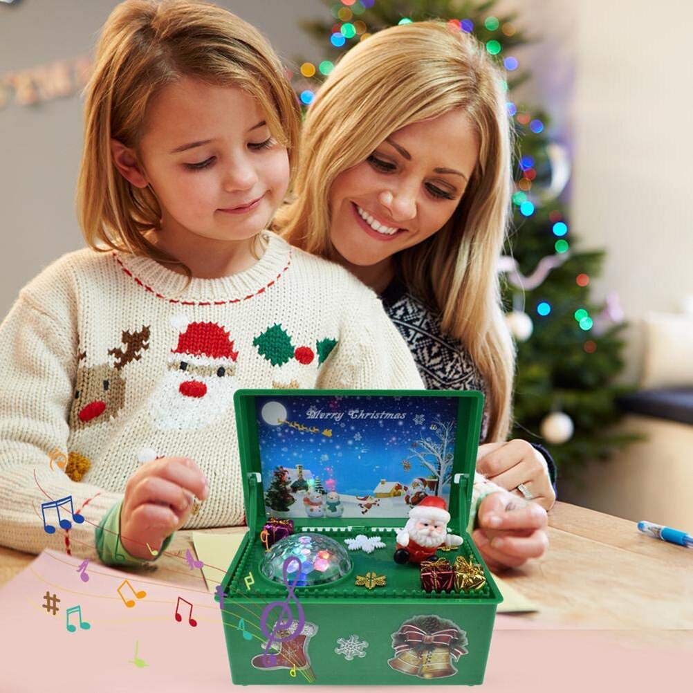 Juguete musical eléctrico de Santa Claus con luz novedad caja musical de Navidad juguetes vocales para niños de Navidad