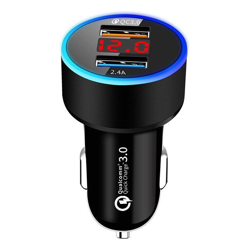 Vanniso Dual Car USB Charger Quick Charge QC 3.0 For Samsung S8 S9 S10 Xiaomi Redmi Huawei Mobile Phone Fast Charging Adapter: Black qc 3.0