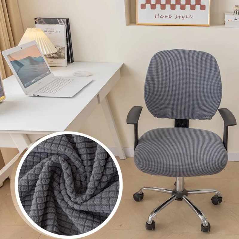2 pièces/ensemble haute élastique Plaid velours chaise de bureau couvre épaissir ordinateur Spandex fendu housse de siège fauteuil couverture Textile de maison