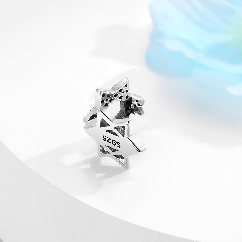 Cuentas de plata de ley 925 con Clip para joyería, joyería fina con adorno reflectante para mujeres
