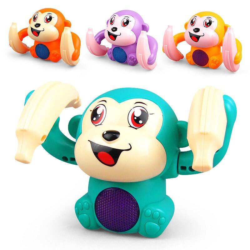 Newest Electric Flipping Monkey Toy Light Music Children Animal Model Toy Voice Control Induction Cartoon Rolling Baby Toys