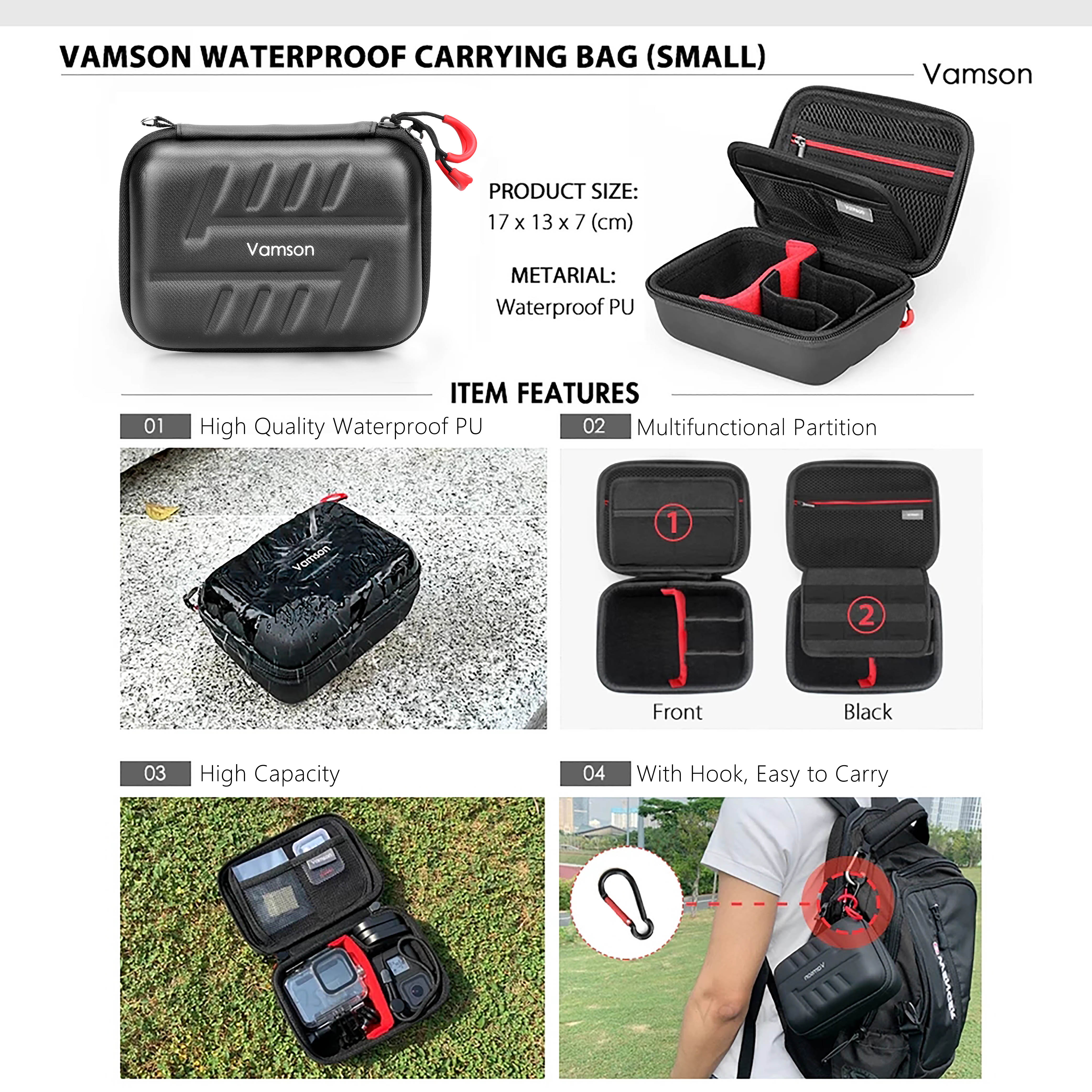 Vamson voor DJI OSMO Actie Camera Waterdichte Behuizing Case 40 M Duiken Shell Doos voor DJI Accessoires OA05